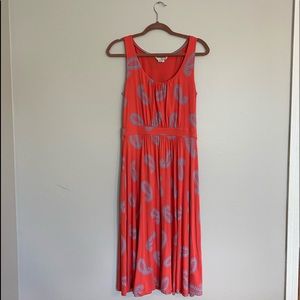 Boden Sleeveless Dress Orange & Gray Paisley 8 L
